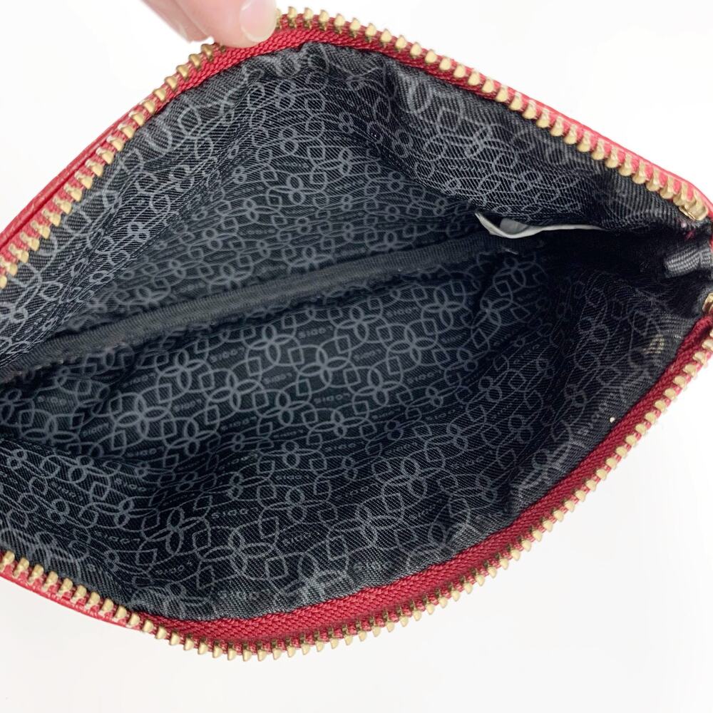 Lodis Wristlet Small Bag Purse Red Leather Zipper - Picture 12 of 12